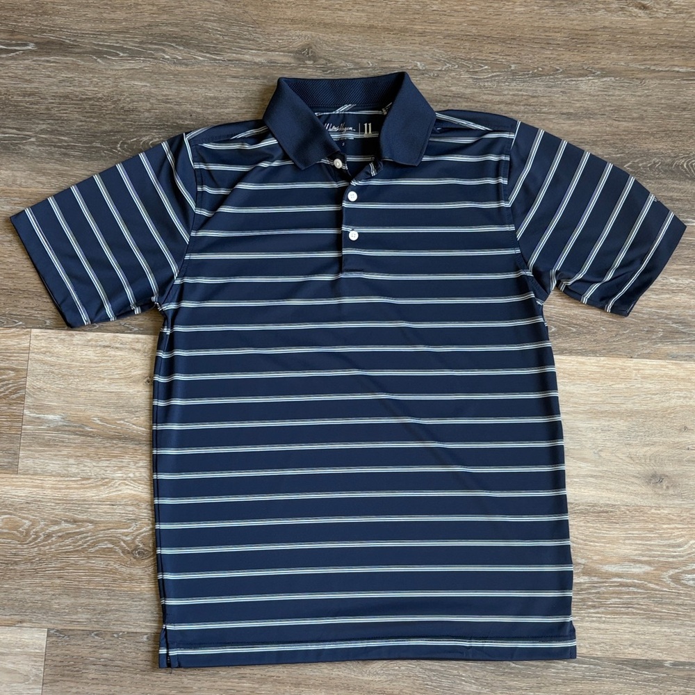 Walter Hagen Navy, White, and Light Gray Striped Polo